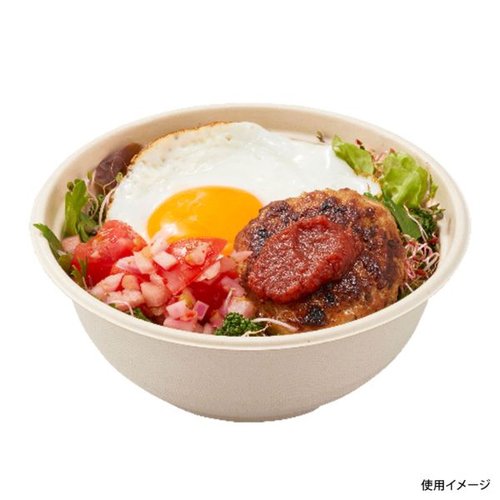 どんぶり容器 BBどんぶり D-1 ラミ(5枚入) パックスタイル 透明なプラスチック製のどんぶり容器が5枚重ねてパッケージされている様子