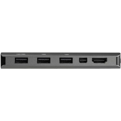 USB-Cマルチアダプタ　100W　PD/10Gbps　USBポート×4　1台 上部からの俯瞰で、接続ポートが見える状態