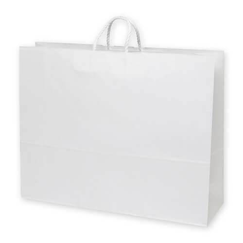 ショップバッグやギフト用に！大容量サイズで使いやすいツヤのある白無地の手提げ紙袋