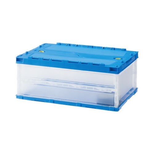 薄型軽量オリコン　３０Ｌ　フタ一体型　半透明画像