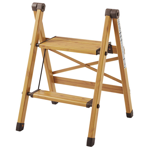 薄く折りたためる木目調脚立 2段 ﾅﾁｭﾗﾙ 1台
