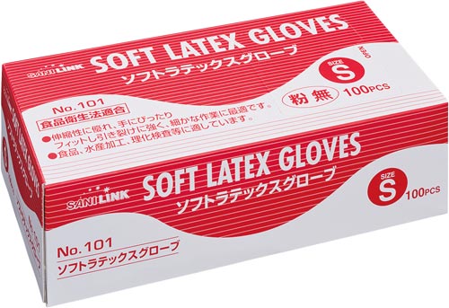 サニリンク　ラテックス手袋　粉無　Ｓ　１００枚入画像