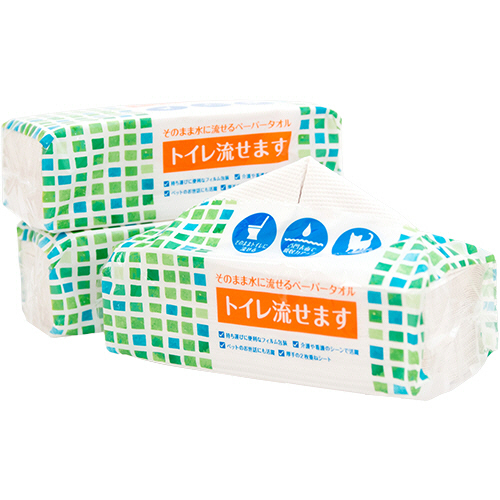 水に流せるﾍﾟｰﾊﾟｰﾀｵﾙ ﾄｲﾚ流せます 200枚(100組) 1ｾｯﾄ(48個:3個x16ﾊﾟｯｸ)画像