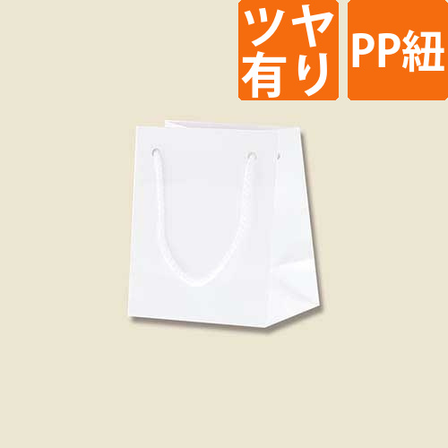 手提げ紙袋（白 ツヤあり・PP紐・幅100×マチ70×高さ120mm）画像