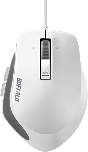 有線5ボタンブルーLEDマウス　ホワイト
