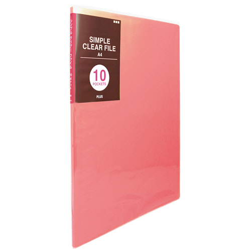 ｼﾝﾌﾟﾙｸﾘｱｰﾌｧｲﾙ A4ﾀﾃ 10ﾎﾟｹｯﾄ 背幅6mm ﾋﾟﾝｸ 1冊画像