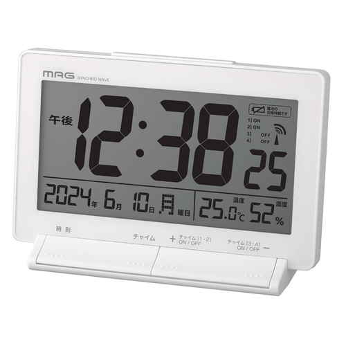 目覚まし時計 デジタル電波置時計 タイムチャイム