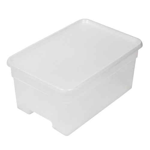 収納ボックス L 幅34×奥行49×高さ23cm オンボックス フタ付き プラスチック クリア画像