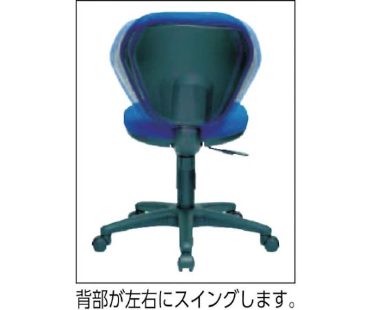 オフィスチェア　青 背面から見た姿勢をサポートするデザインの椅子