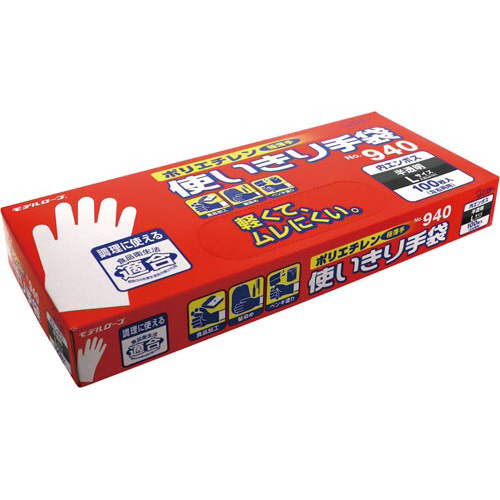 ポリエチレン手袋　Ｎｏ．９４０　Ｌ　１００枚画像