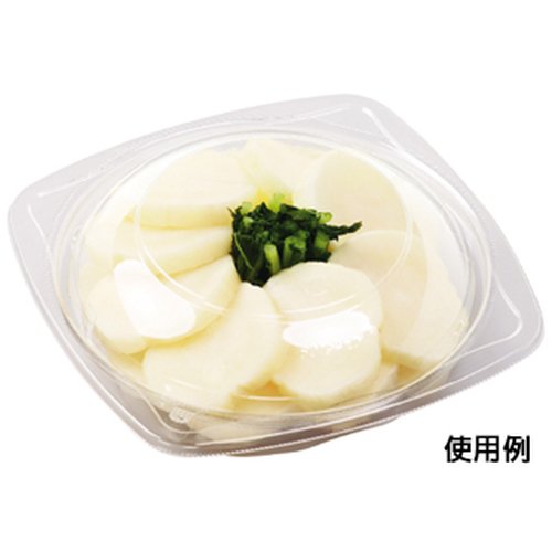 冷麺容器 APデリ-150-220 本体 エフピコ 透明なプラスチック容器の側面が見える状態
