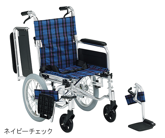 車いす（介助式アルミ製背折れタイプ）　ノーパンクタイヤ　グリーンチェック