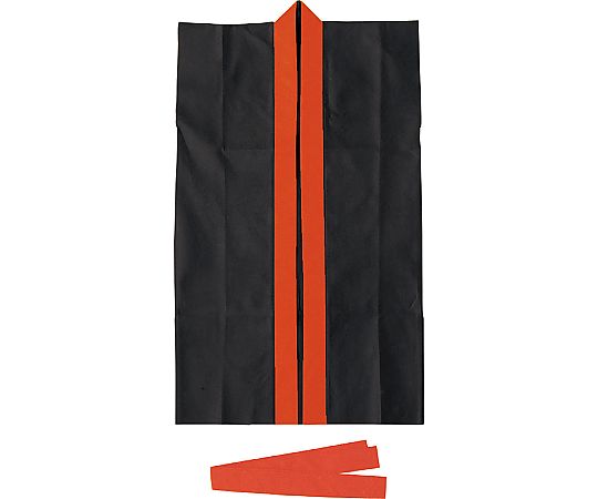 ロングハッピ不織布黒(襟赤)S(ハチマキ付)画像