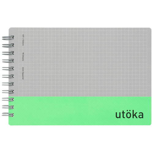 ﾘﾝｸﾞﾉｰﾄ ｳﾄｶ ﾎﾟｹｯﾄｻｲｽﾞ 4mm方眼罫 90枚 ﾗｲﾄｸﾞﾘｰﾝ 1ｾｯﾄ(5冊)画像