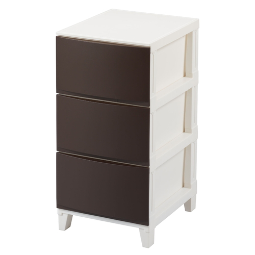 チェスト 3段 幅34×奥行42×高さ68cm ルームスシェード ブラウン画像