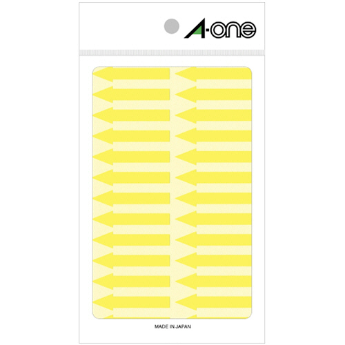 特殊ﾗﾍﾞﾙ 矢印 6×42mm 蛍光黄 1ﾊﾟｯｸ(104片:26片×4ｼｰﾄ)画像