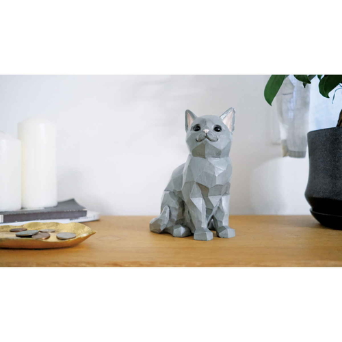 貯金箱　スオーラ　マネーバンク　Cat 黒猫のデザインが正面から見える状態、陶器の質感が強調されている。