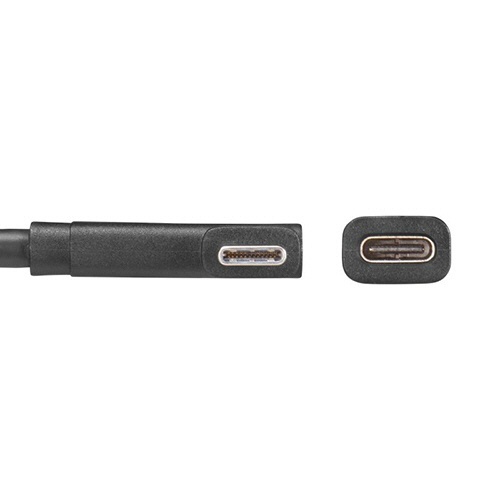 USB　5Gbps　Type-C延長ケーブル(L型・PD100W)　0.1m　1本 L型コネクタが見えた状態で、延長ケーブルが横に置かれている様子