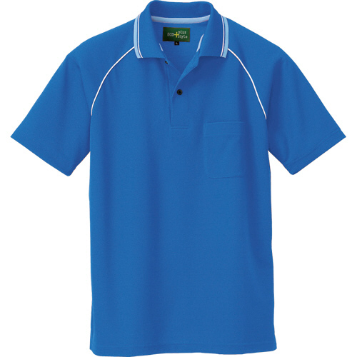 制電半袖ﾎﾟﾛｼｬﾂ(男女兼用) ｴｺ制電ﾆｯﾄ ﾌﾞﾙｰ Mｻｲｽﾞ 1着画像