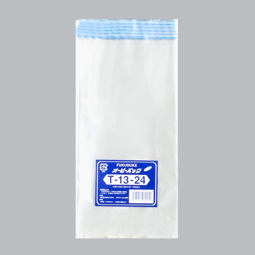 福助工業 テープ有 OPP袋 オーピーパック テープ付 T-13-24 100枚入画像