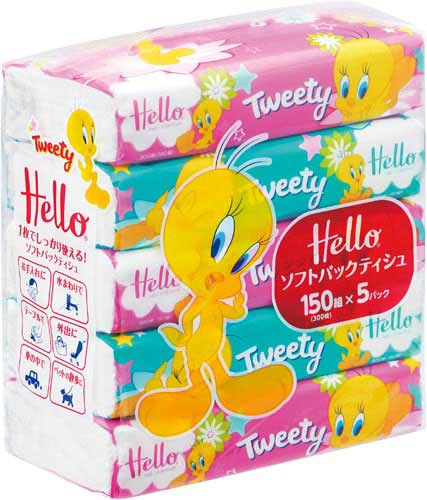 トゥイーティーソフトティシュ１５０組（５個入）×５画像