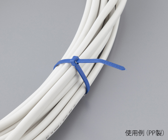 結束バンド　PP製　最大径51×全長203mm　100本入 個別に束ねられた透明のバンドが整然と配置された状態