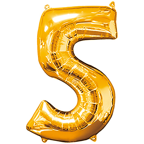 ﾚﾀｰﾊﾞﾙｰﾝ 数字 ｢5｣ ｺﾞｰﾙﾄﾞ 1個画像