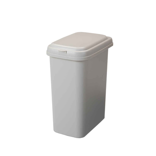 ゴミ箱　エコペール20L　ミルクティーベージュ やや丸みを帯びたデザインのゴミ箱が正面から見える状態で、淡いミルクティーベージュの色合いが特徴的。