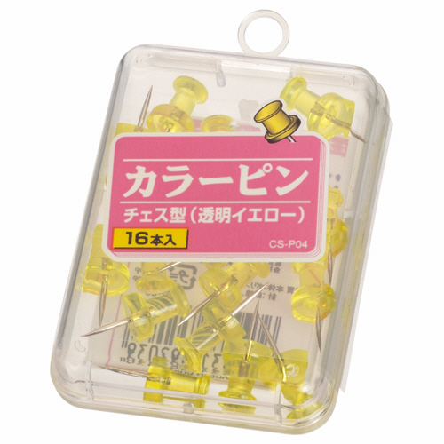 ｶﾗｰﾋﾟﾝﾁｪｽ型 針長さ10mm 透明ｲｴﾛｰ 1箱(16本)画像