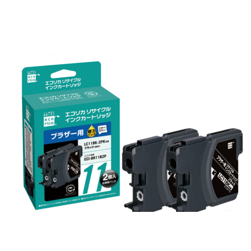ﾘｻｲｸﾙｲﾝｸ 顔料ﾌﾞﾗｯｸ [ﾌﾞﾗｻﾞｰ:LC11BK-2PK互換] ECI-BR11B2P 1箱(2個)画像