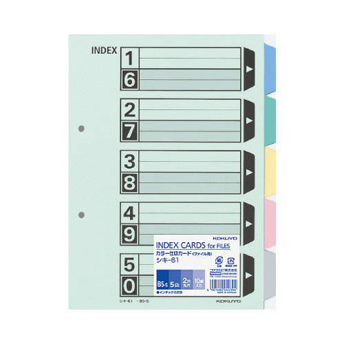 カラー仕切カード　Ｂ５縦　５山　１０組画像