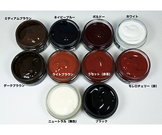 ウレンズ　レザークリーム　ライトブラウン 光沢のある容器に入ったクリームの側面が見える状態