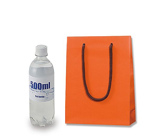 手提げ紙袋　ブライトバッグ　MM　Dオレンジ（マットタイプ）　10枚 鮮やかなオレンジ色のマット仕様で整然と並べられた手提げ袋