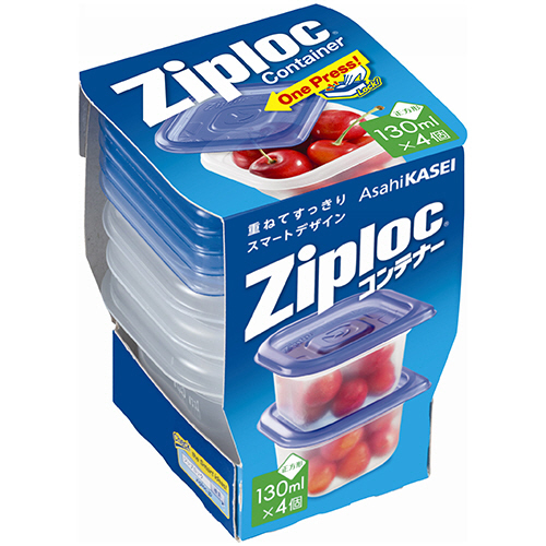 ｼﾞｯﾌﾟﾛｯｸ ｺﾝﾃﾅｰ 正方形 130mL 1ﾊﾟｯｸ(4個)画像