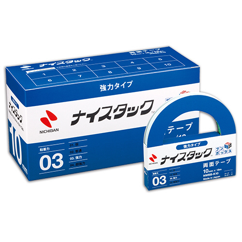 ﾅｲｽﾀｯｸ 両面ﾃｰﾌﾟ 強力ﾀｲﾌﾟ ﾌﾞﾝﾎﾞｯｸｽ 大巻 10mm×18m 1ﾊﾟｯｸ(12巻)画像