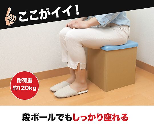避難用トイレ 正面から見た開封された状態で設置された便器