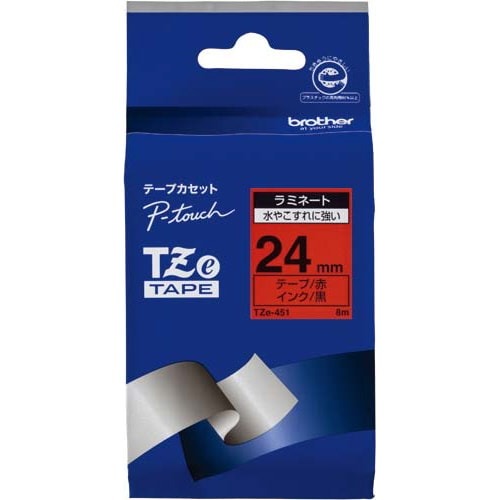 ピータッチ　ラミネート赤色テープ24mm　黒文字画像