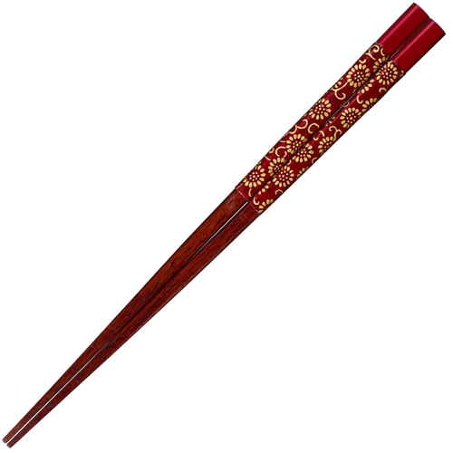 箸 21cm プレミアムアイ ジャパニーズペーパーライン 華唐草 和紙 漆 木製 天然木 レッド画像