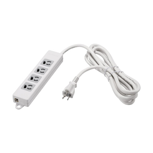 ３ピン式電源タップ　４個口　３ｍ　　ホワイト画像