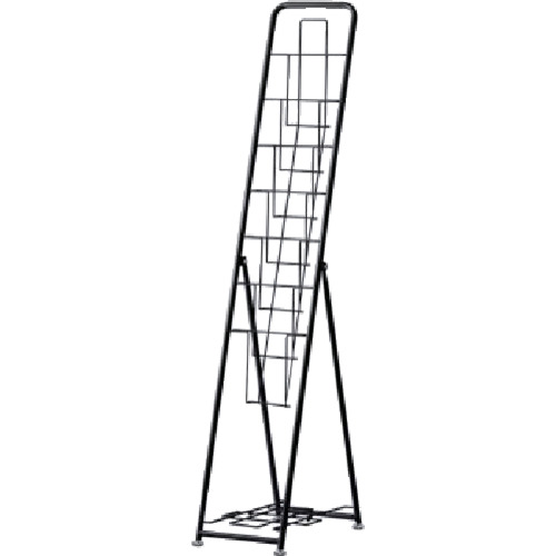 アールエフヤマカワ　パンフレットスタンド　７段　シングル　ブラック