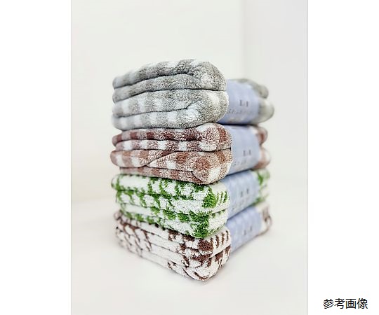 マイクロファイバーフェイスタオル2P ホリデー チドリ 34×80cm GREEN 1セット（2枚×10袋入） 透明パッケージに入った緑色の千鳥柄フェイスタオルが2枚、四つ折りで重ねられている様子