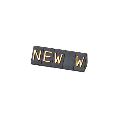 陳列備品 ニュープライスキューブ補充S用(5セット) 黒/金 NEW 友屋 黒と金の配色が目を引く、均等に並べられた5セットのディスプレイ用備品。