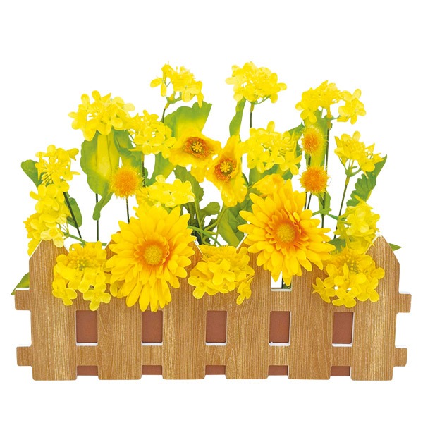 菜の花垣根アレンジ画像