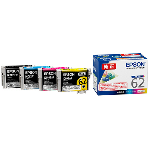 ｲﾝｸｶｰﾄﾘｯｼﾞ 4色ﾊﾟｯｸ IC4CL62A1 1箱(4個:各色1個)画像