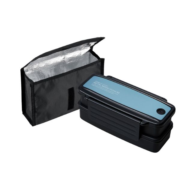 弁当容器 メタルモード ノーム ランチボックス二段保冷ケース付 BLW-18HSE ライトブルー画像