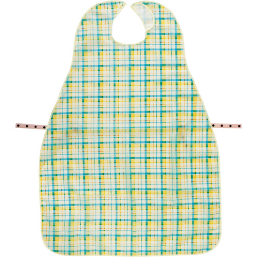 ﾊﾋﾞﾅｰｽ 車いす･食卓いす用こぼさない食事ｴﾌﾟﾛﾝ ﾁｪｯｸ柄 1ｾｯﾄ(5枚)画像