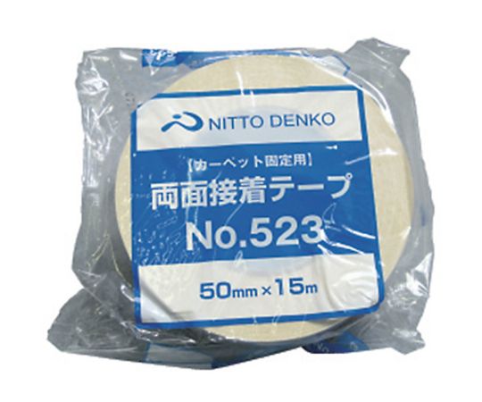 布両面粘着テープ　No.523　25mm×15m パッケージの上面が見える状態で、白いテープがクリアに見える