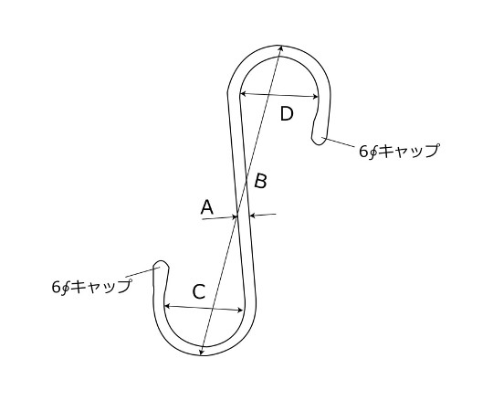 ステンSカン　クロス　6×450mm 金属製のカンが横向きに並べられた様子