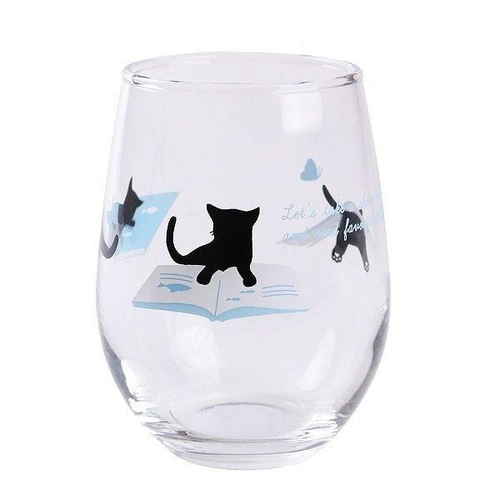 グラス わたしとねこ 325ml ねこ ガラス コップ ブルー画像