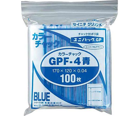 ユニパックカラーチャック青A6 100枚入画像